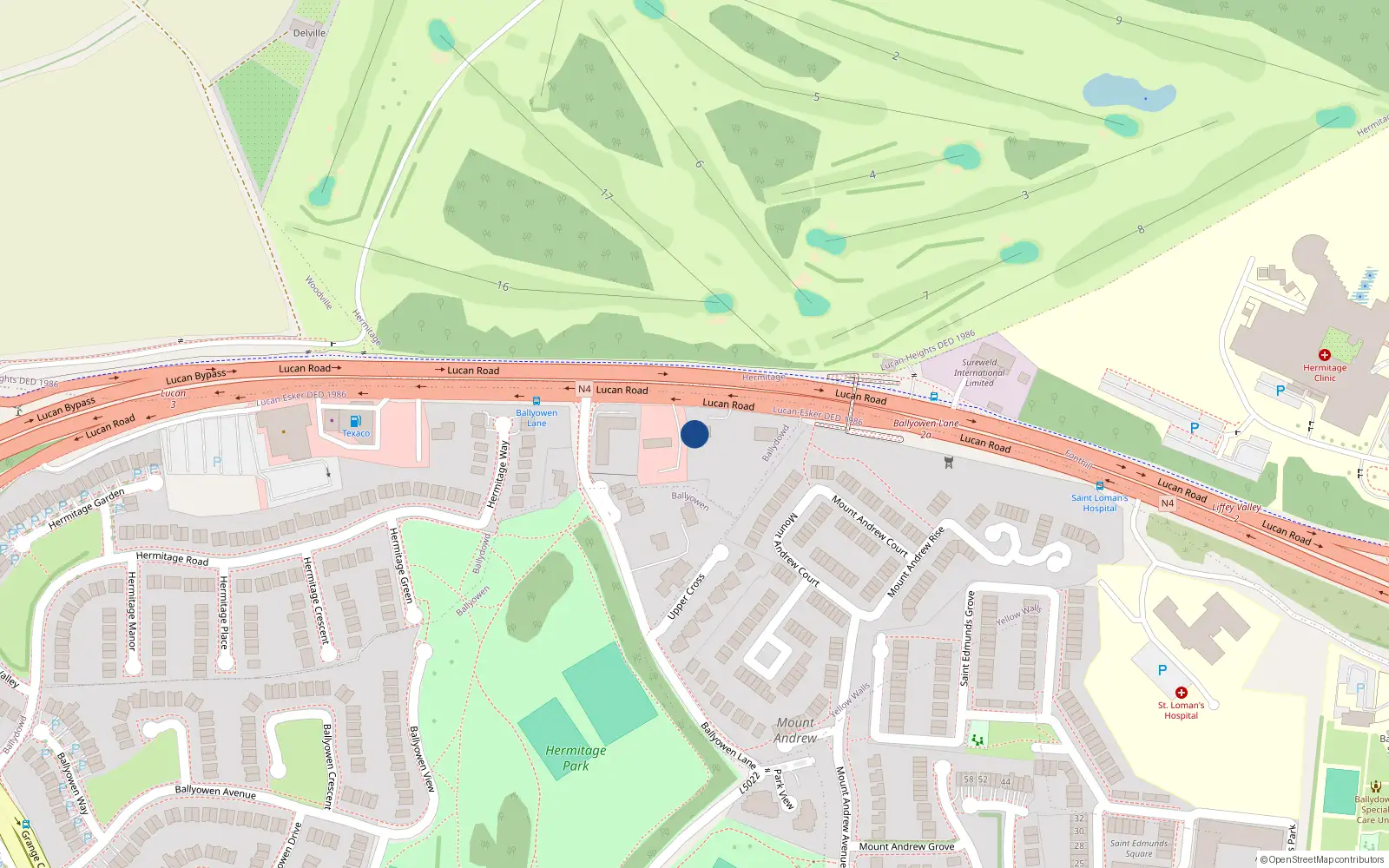 Overhead map showing the location of Ballydowd, Lucan, Co. Dublin