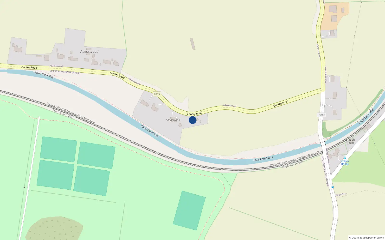 Overhead map showing the location of Coldblow, Co. Dublin