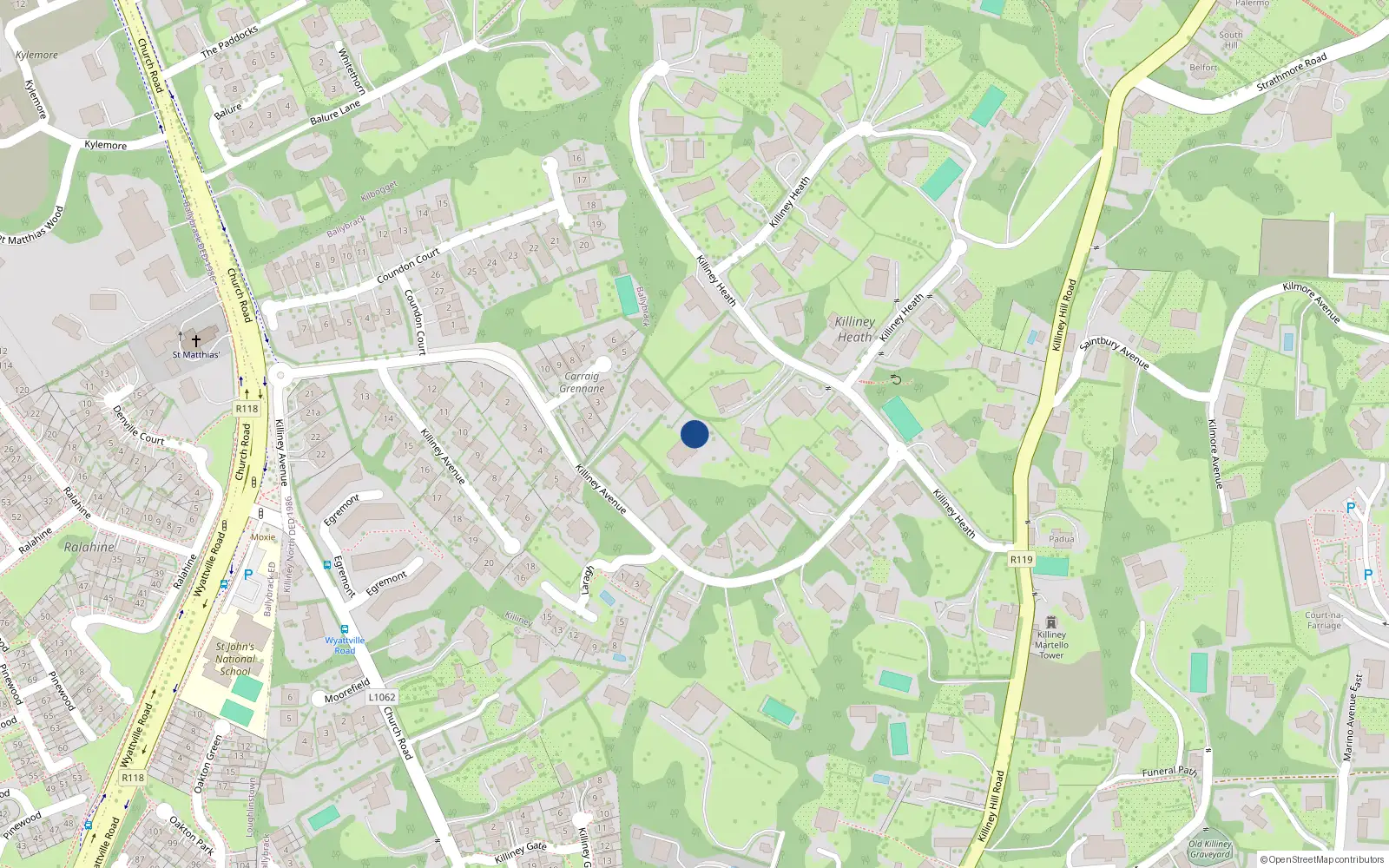 Overhead map showing the location of Killiney, Dublin, Co. Dublin