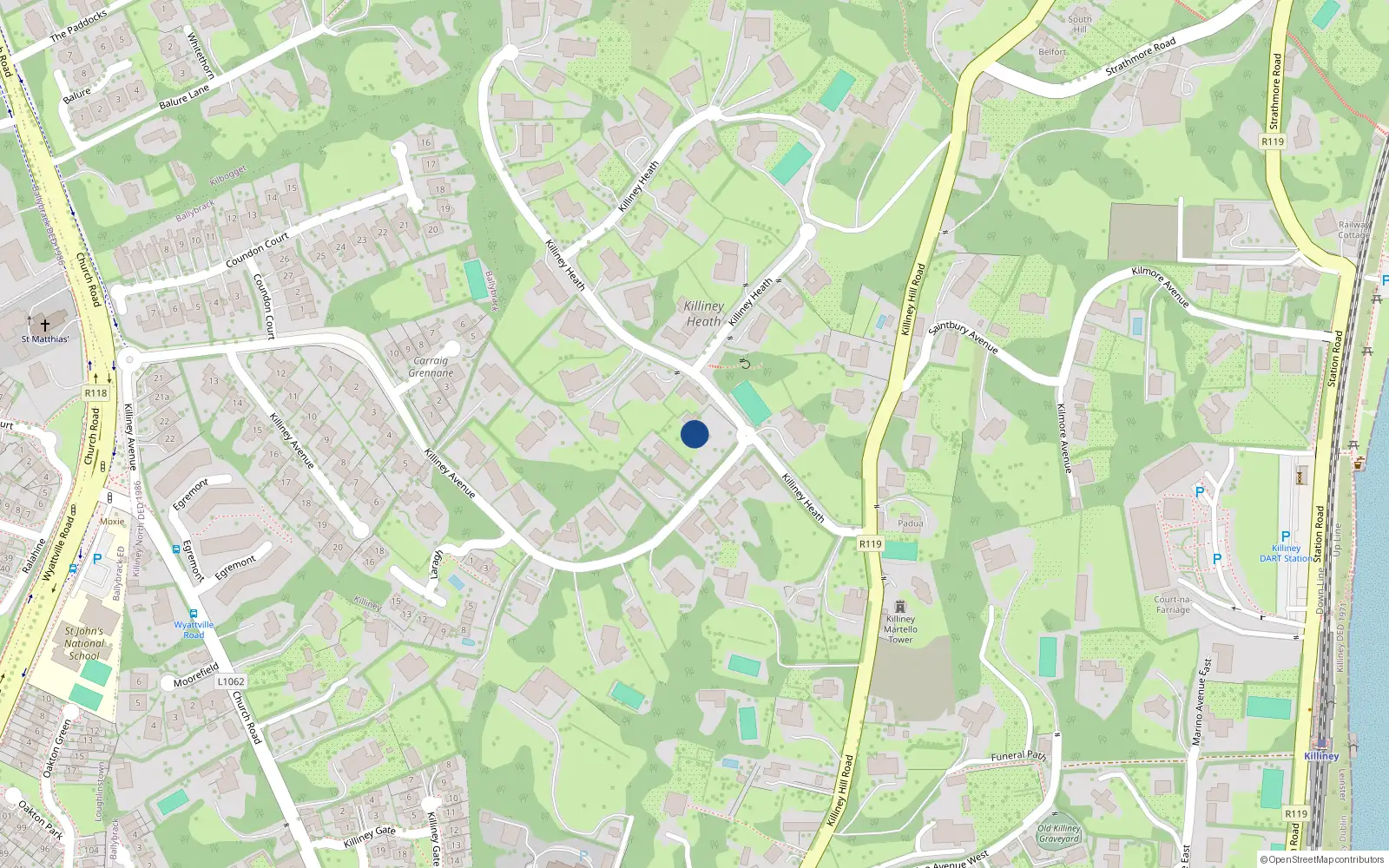 Overhead map showing the location of Killiney, Dublin, Co. Dublin