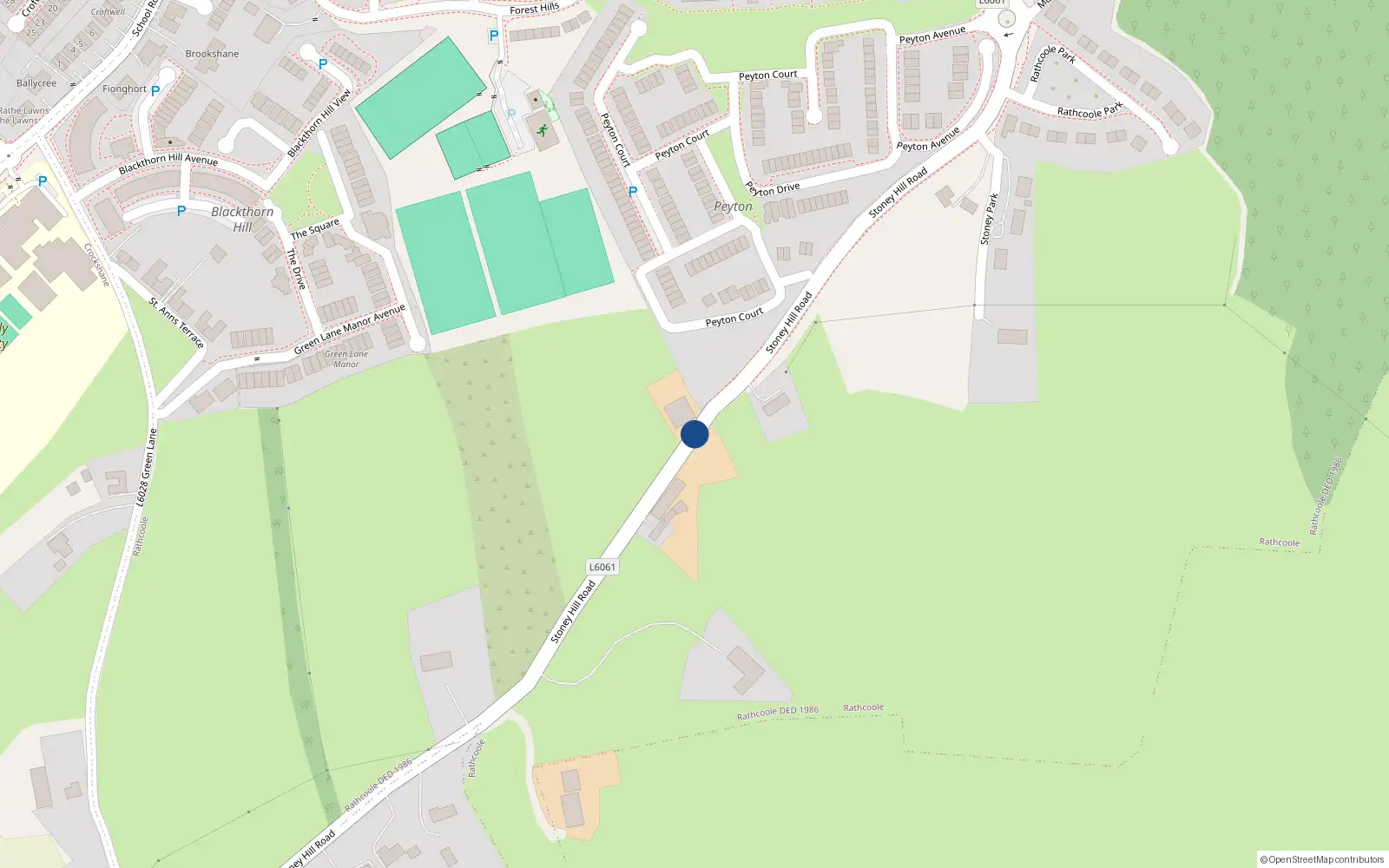 Overhead map showing the location of Stoney Lane, Rathcoole