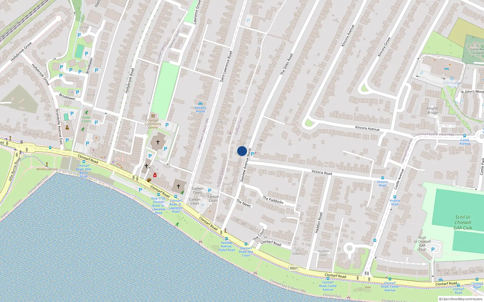 Overhead map showing the location of Studio Apartment, Rear of 14 Seaview Avenue North, Clontarf