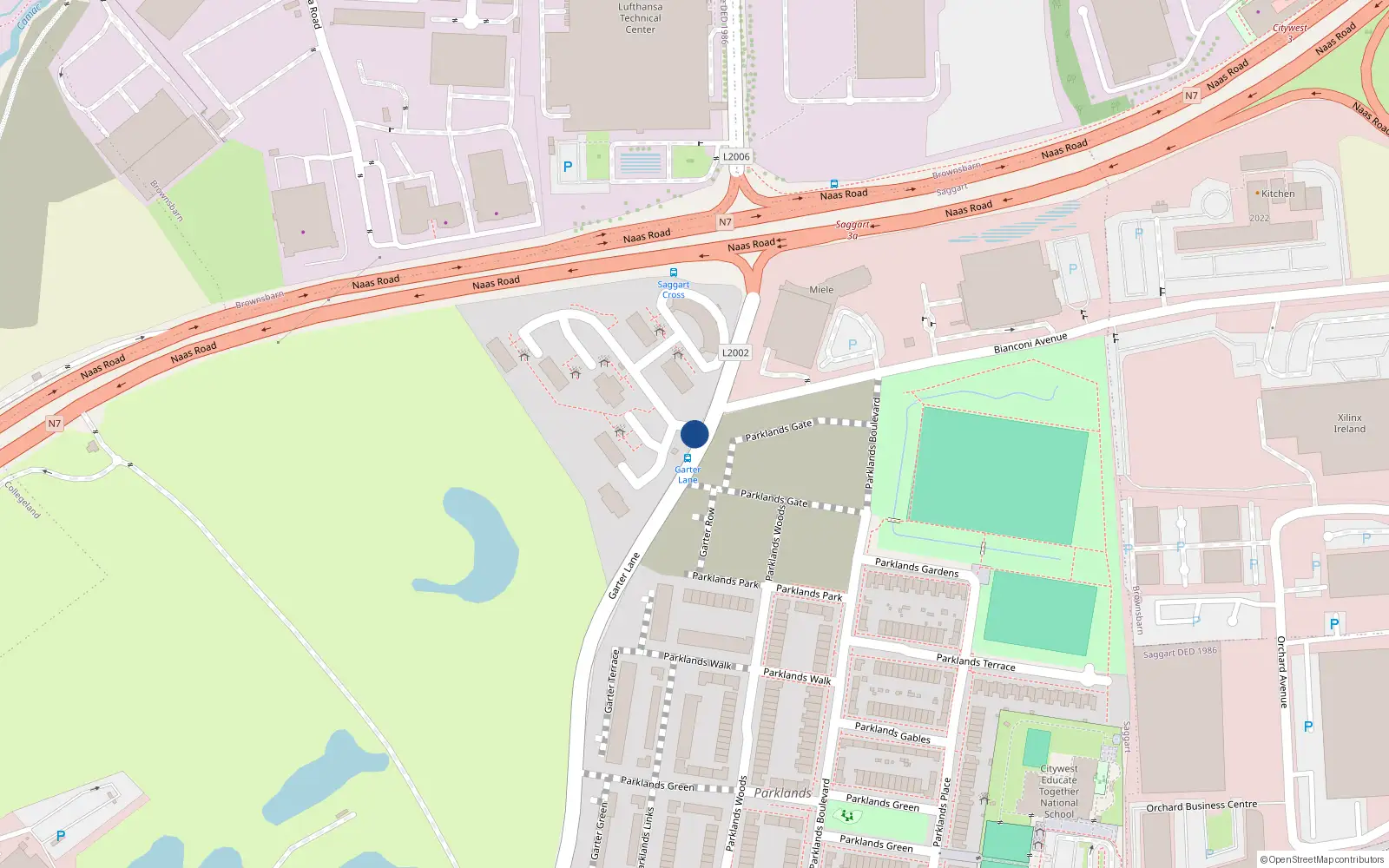 Overhead map showing the location of Suite 12 Westpark, City West, Saggart
