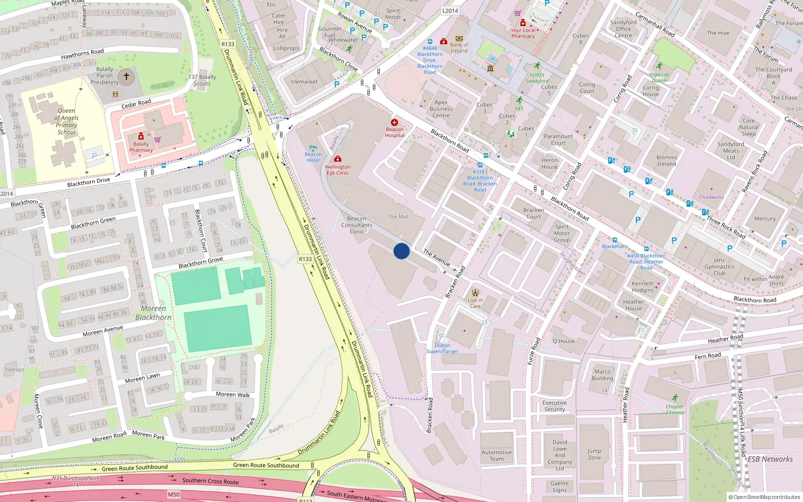 Overhead map showing the location of Suite 509, Beacon Court, Sandyford