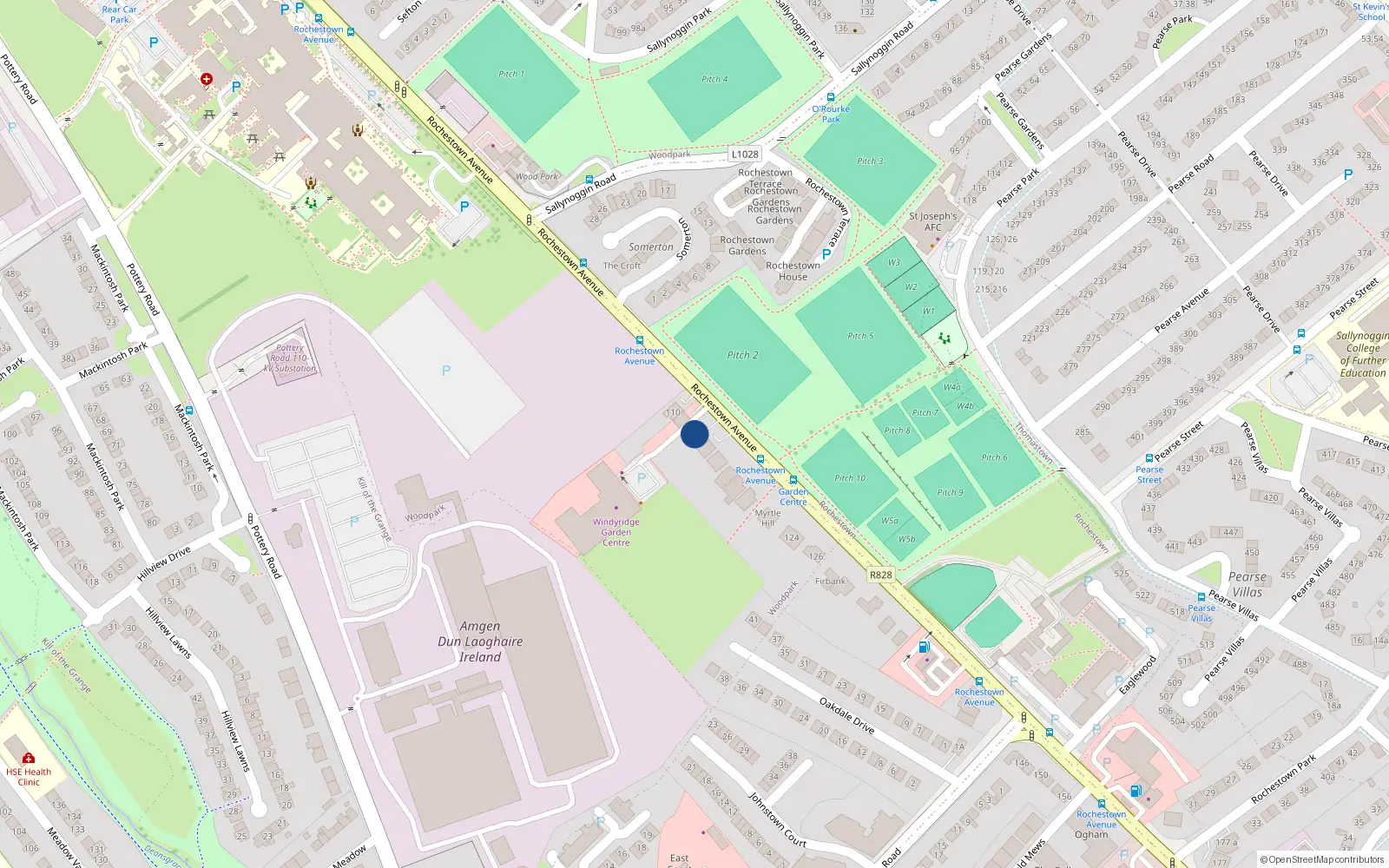 Overhead map showing the location of 114 Rochestown Avenue, Dun Laoghaire