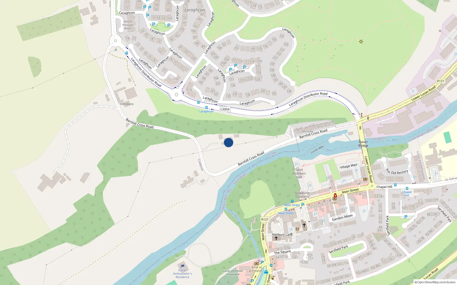 Overhead map showing the location of Clonee Road, Lucan