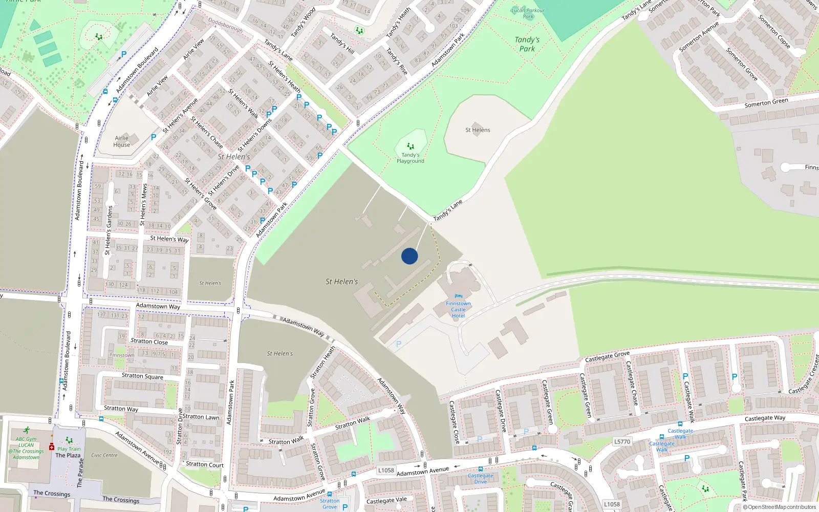 Overhead map showing the location of Finnstown, Lucan, Co. Dublin