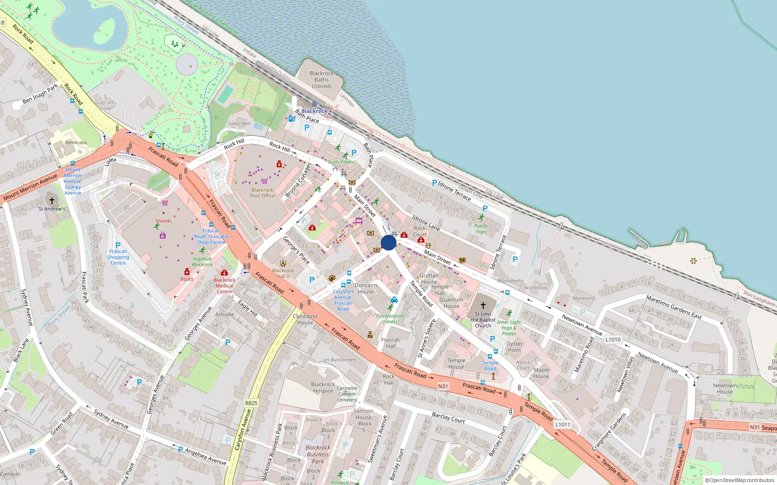 Overhead map showing the location of Site 66 Berkeley Court, Temple Road, Blackrock