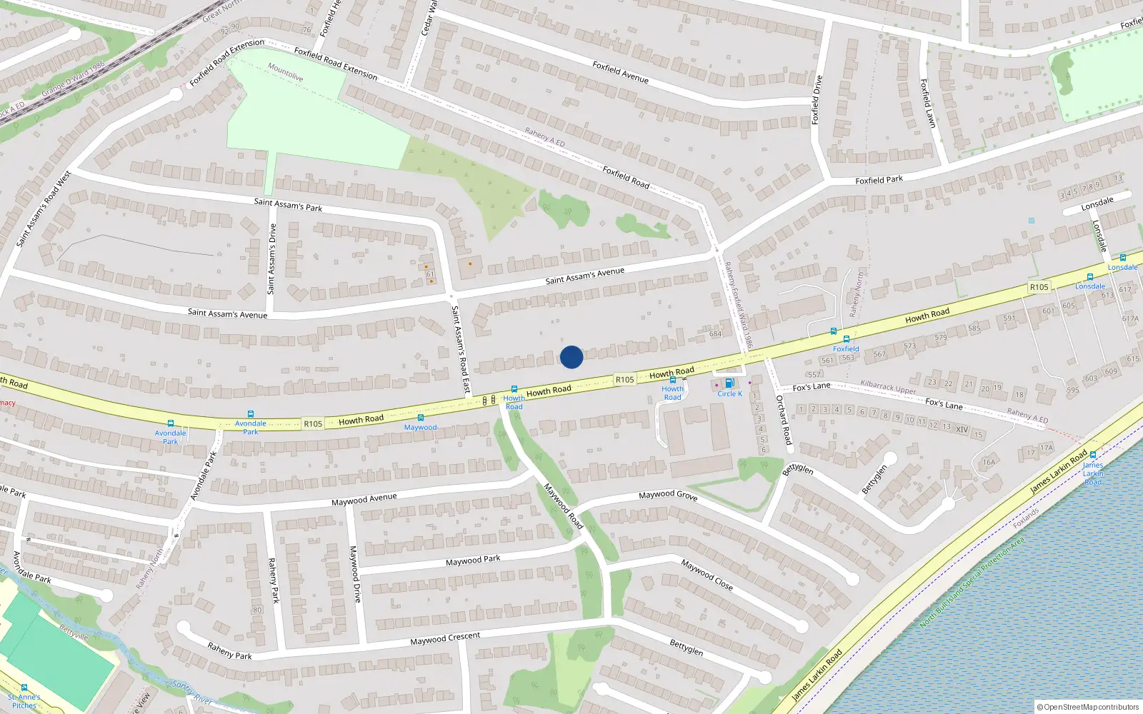 Overhead map showing the location of 660 Howth Road, Dublin 5