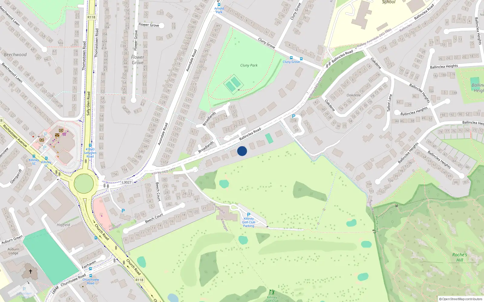 Overhead map showing the location of Rocheshill, Dublin, Co. Dublin