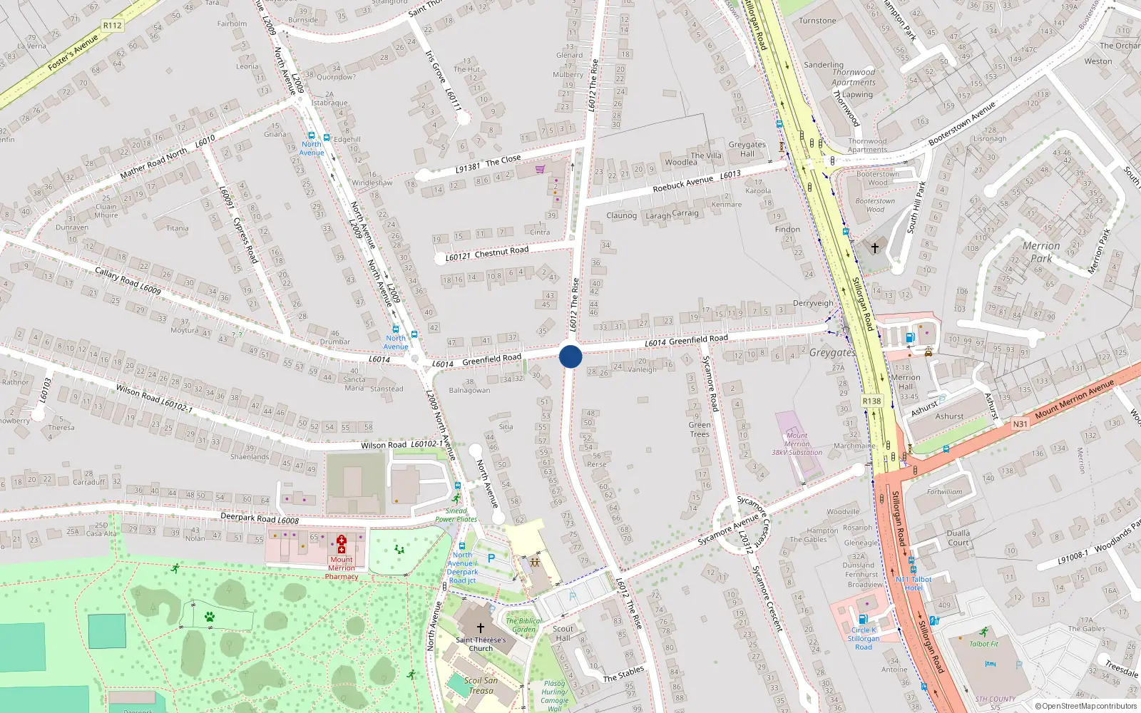 Overhead map showing the location of The Rise, Belfield