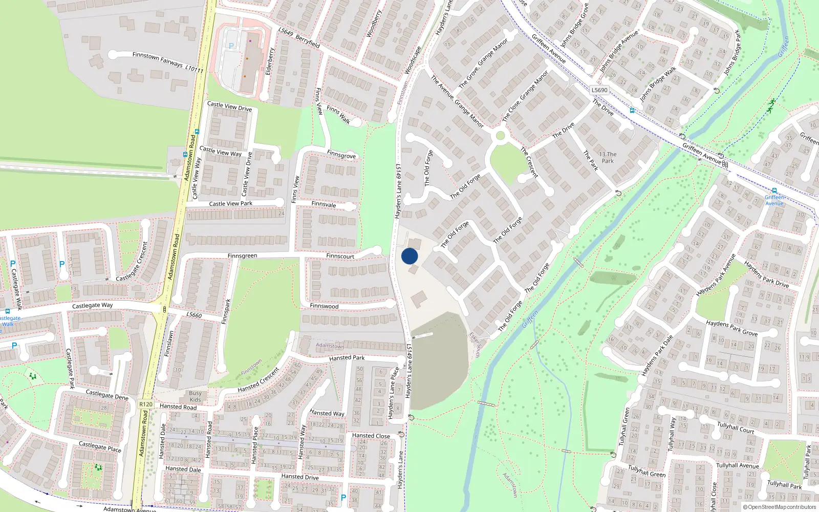 Overhead map showing the location of Esker South, Lucan, Co. Dublin