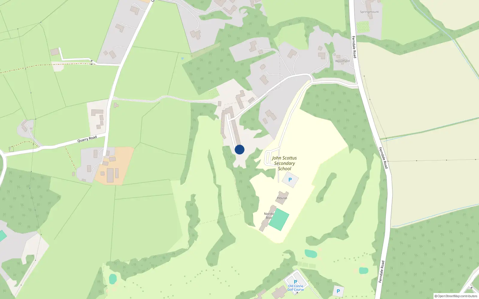 Overhead map showing the location of The Coach House, Oldconnaught, Old Conna Village, Co. Dublin