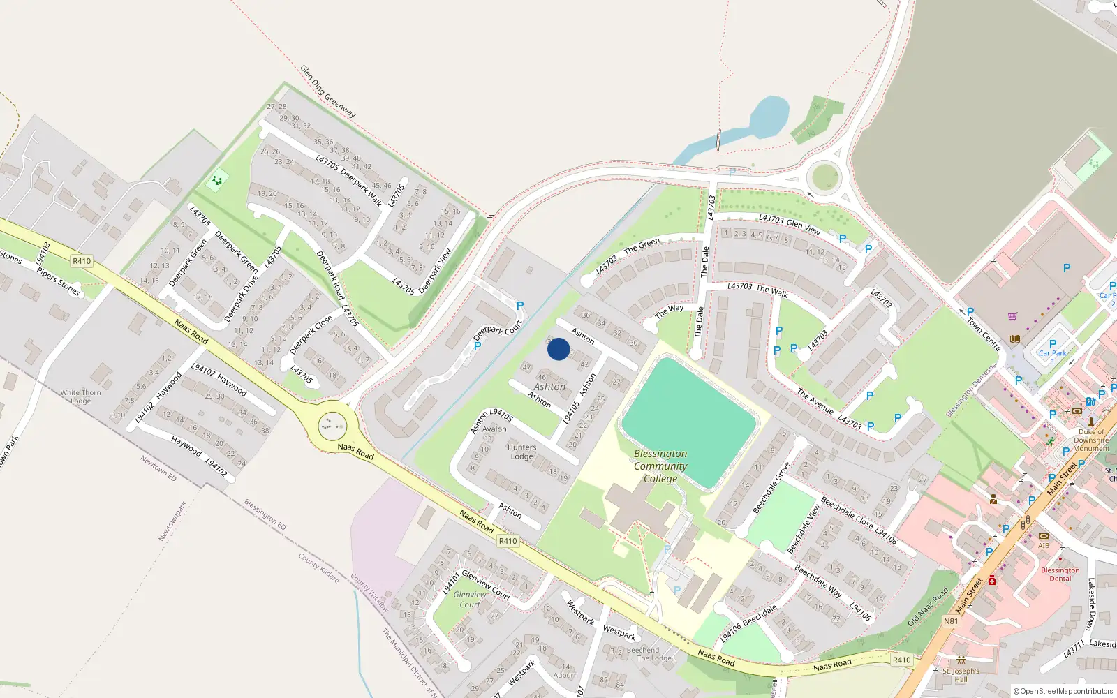 Overhead map showing the location of The Cottage, Rear 92 Beechwood Lawns, Rathcoole