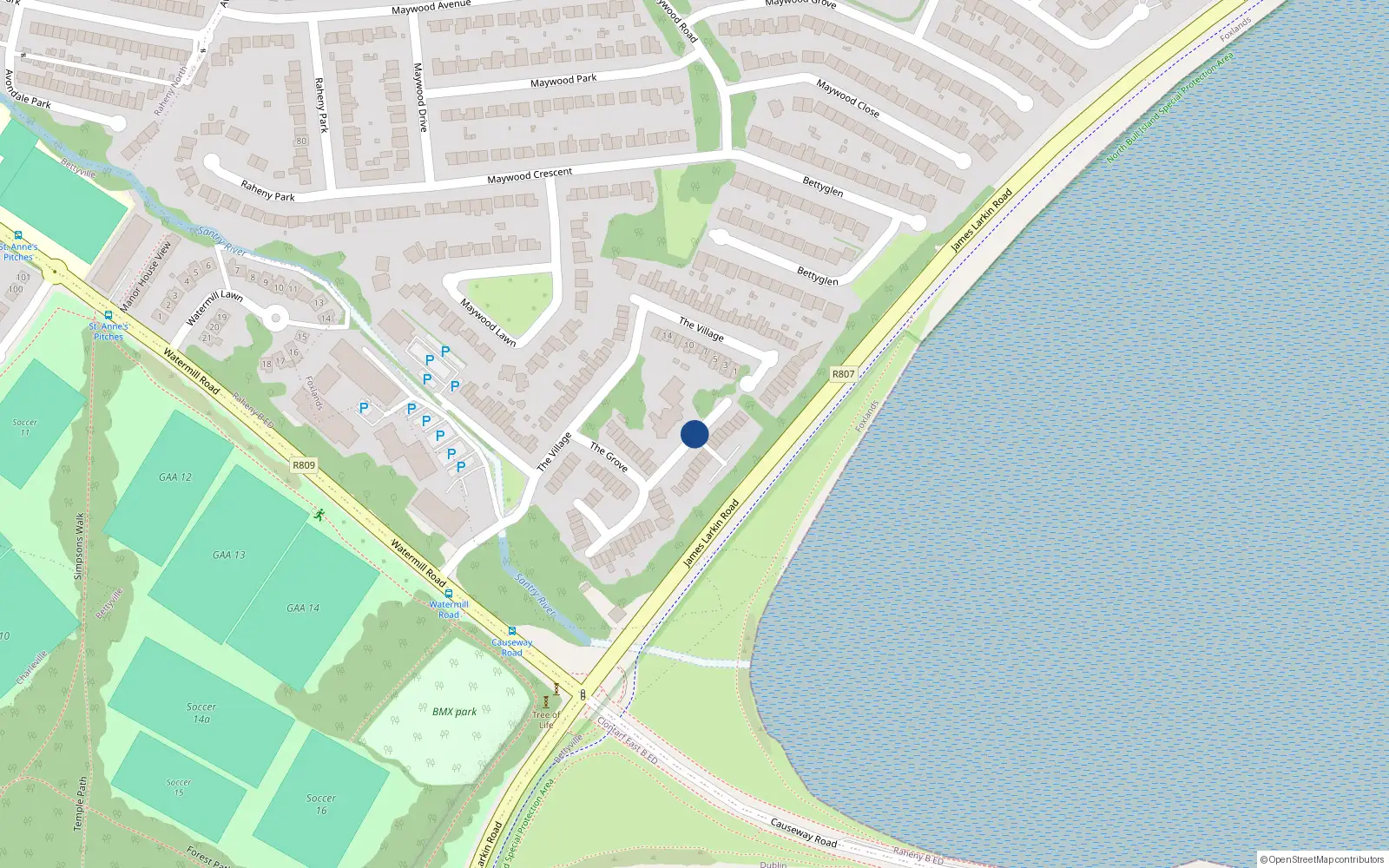 Overhead map showing the location of The Court, Raheny Dublin 5
