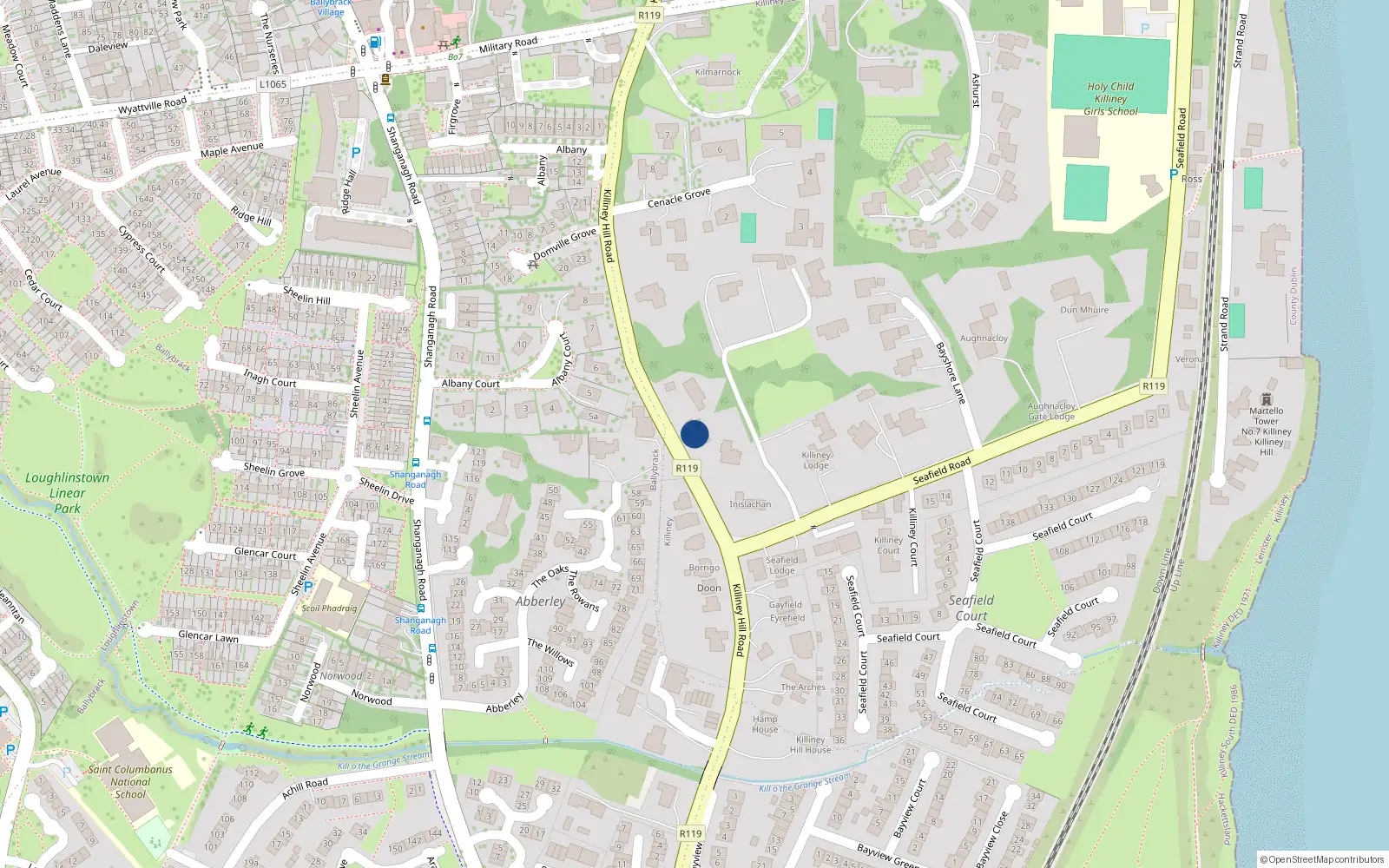 Overhead map showing the location of Killiney, Dublin, Co. Dublin