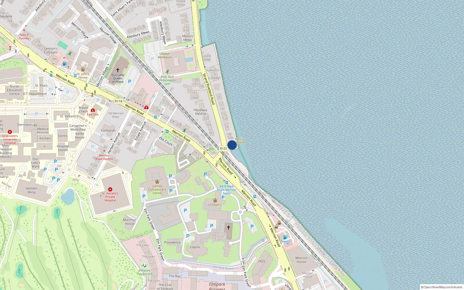 Overhead map showing the location of 22 Strand Road, Dublin 4