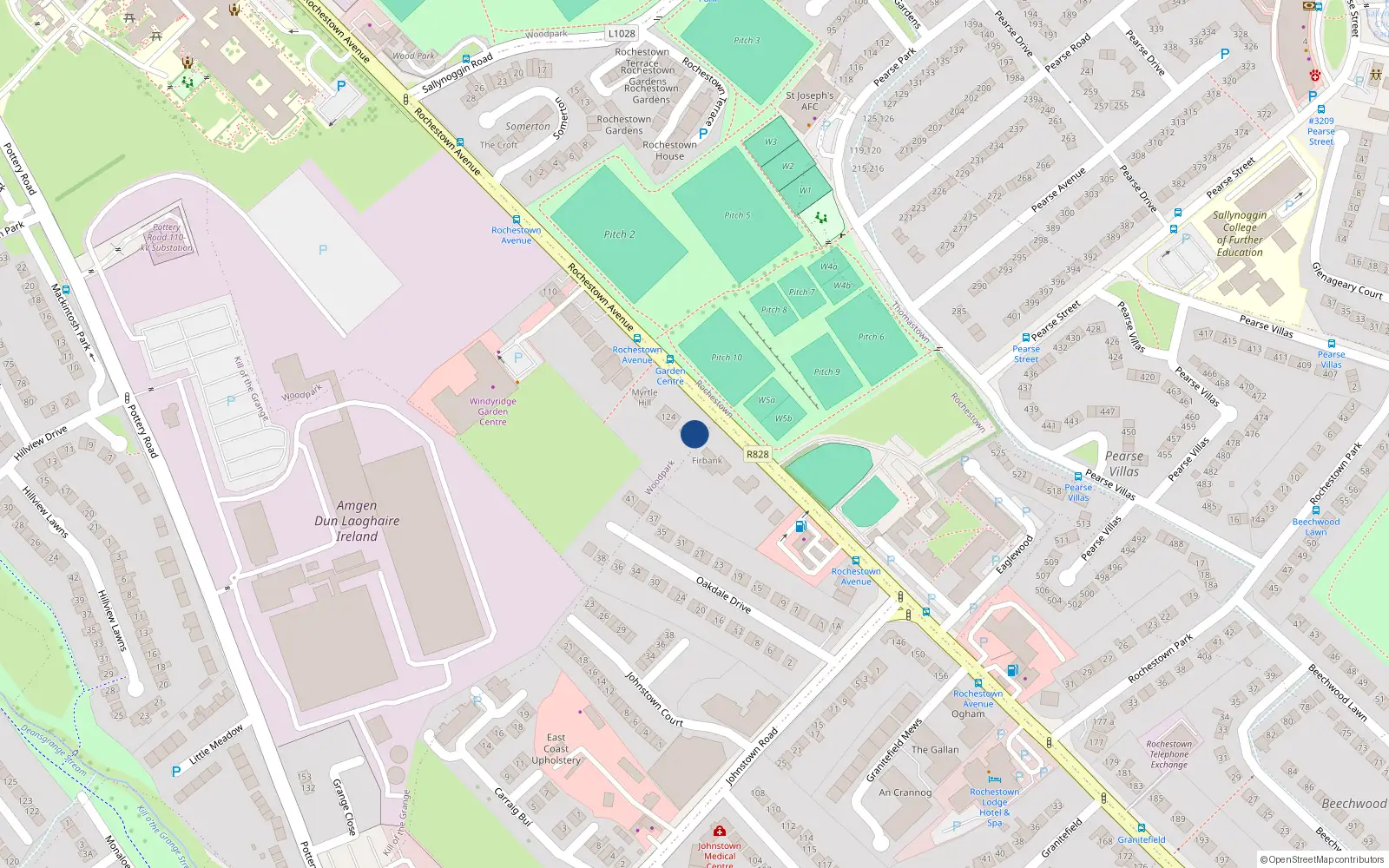 Overhead map showing the location of 126 Rochestown Avenue, Dun Laoghaire