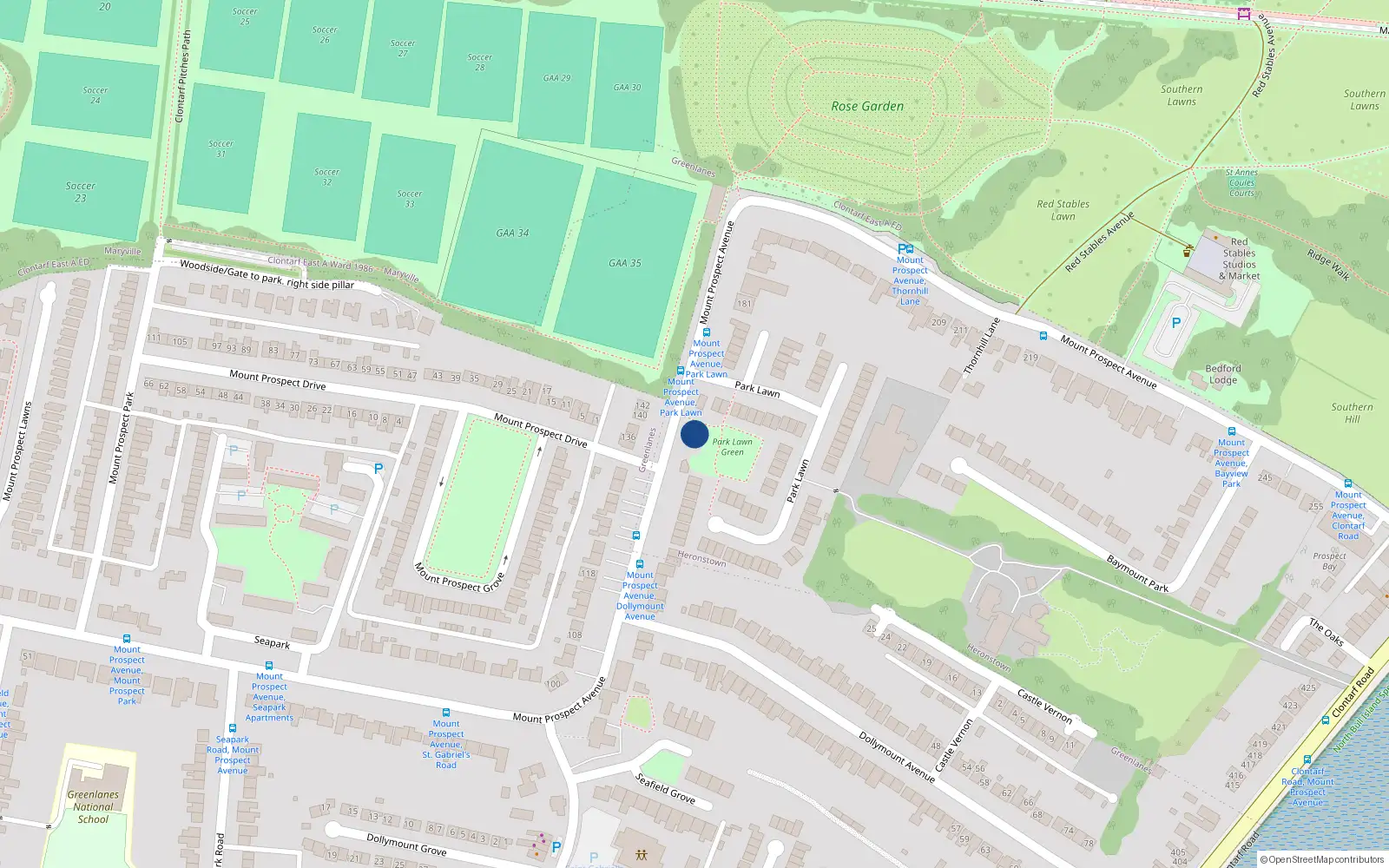 Overhead map showing the location of 54 Mount Prospect Avenue, Dublin 3