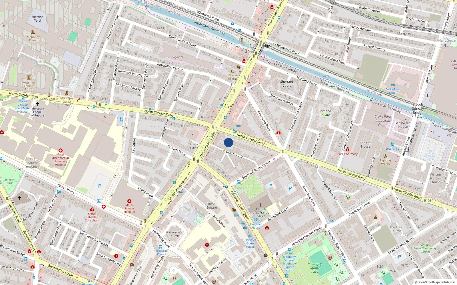 Overhead map showing the location of 450 North Circular Road, Dublin 1