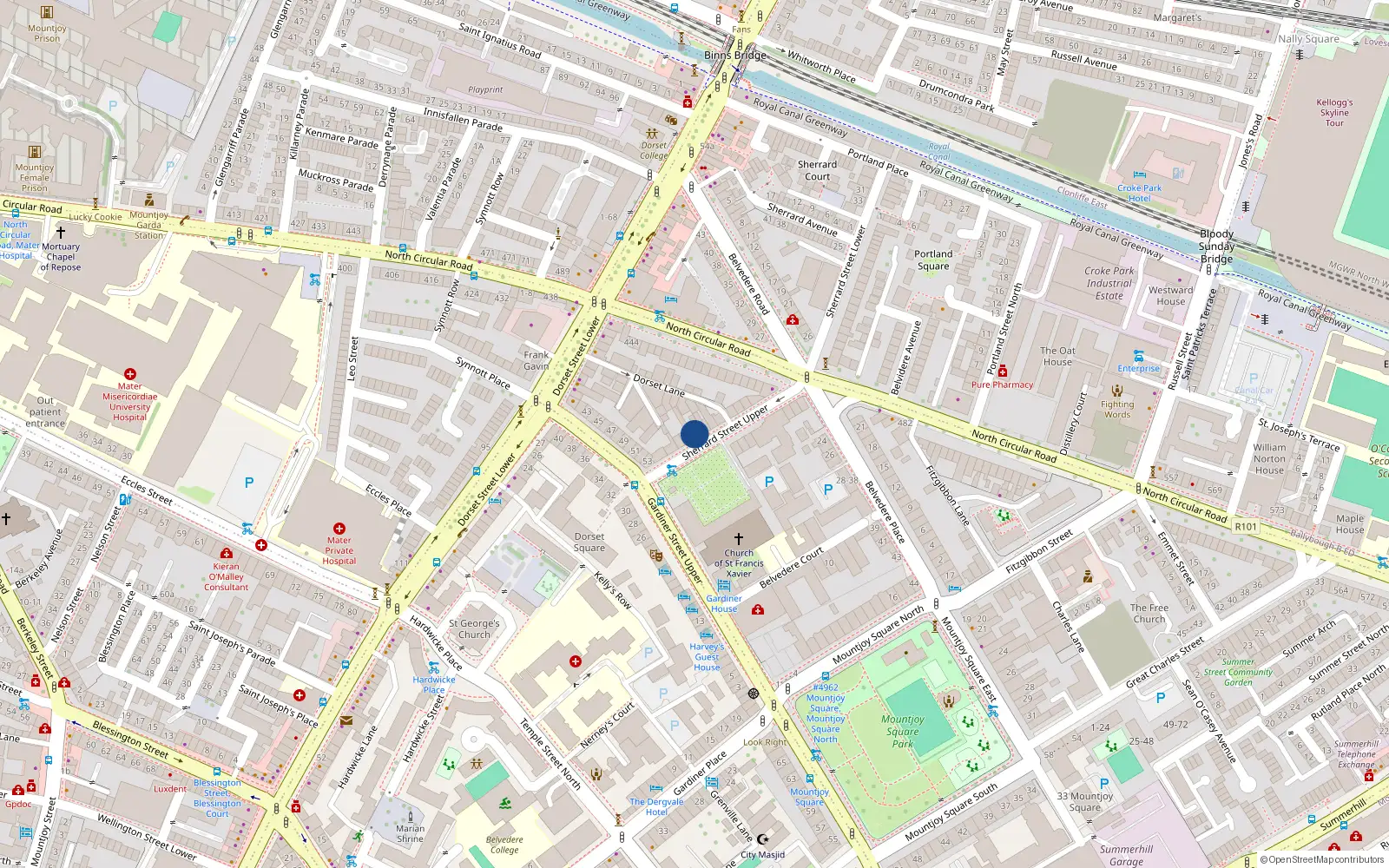 Overhead map showing the location of 6 Sherrard Street Upper, Dublin 1