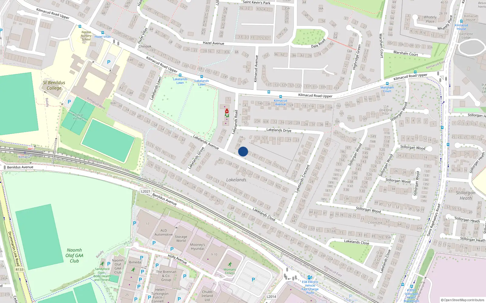Overhead map showing the location of Kilmacud West, Dublin, Co. Dublin