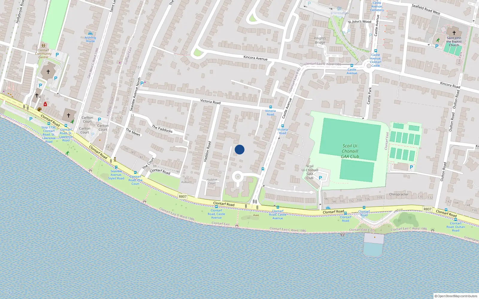 Overhead map showing the location of The Mews Rear No 7, Castle Avenue, Clontarf
