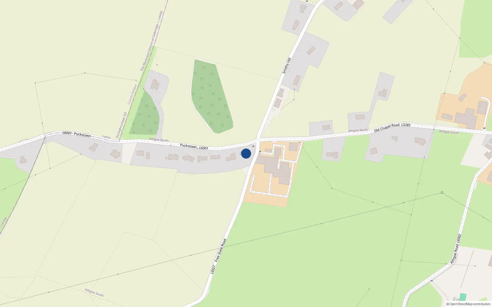 Overhead map showing the location of The Paddock, Athgoe South, Newcastle, Co. Dublin