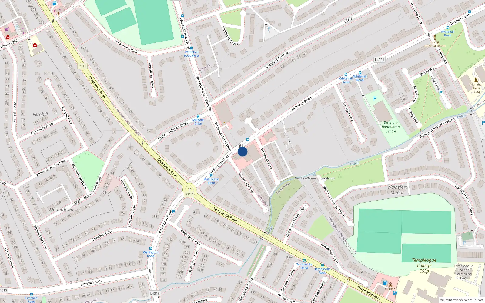 Overhead map showing the location of The Pines, Ballinascorney Lane, Ballinascorney