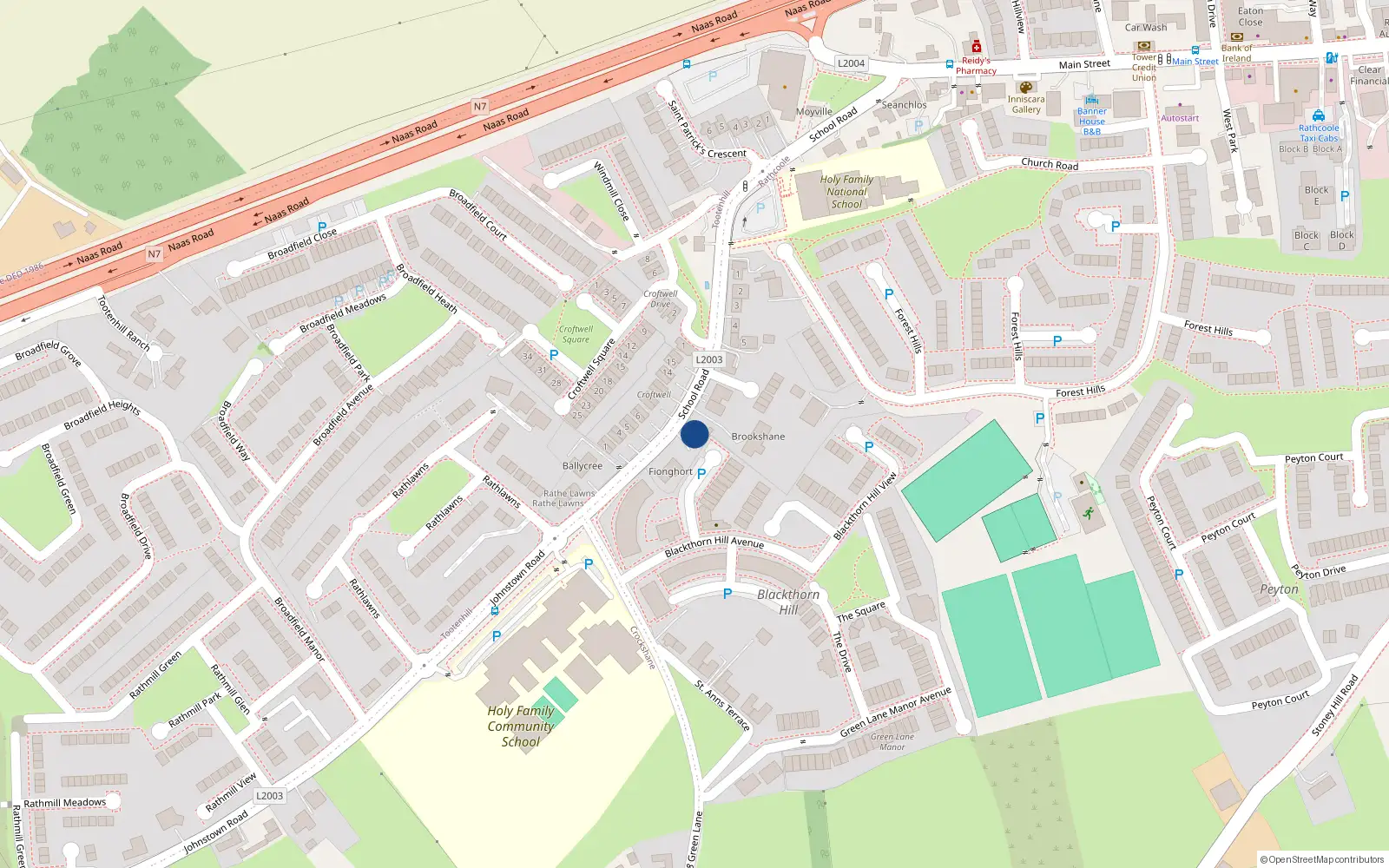 Overhead map showing the location of The Pines, Rathcoole, Co. Dublin