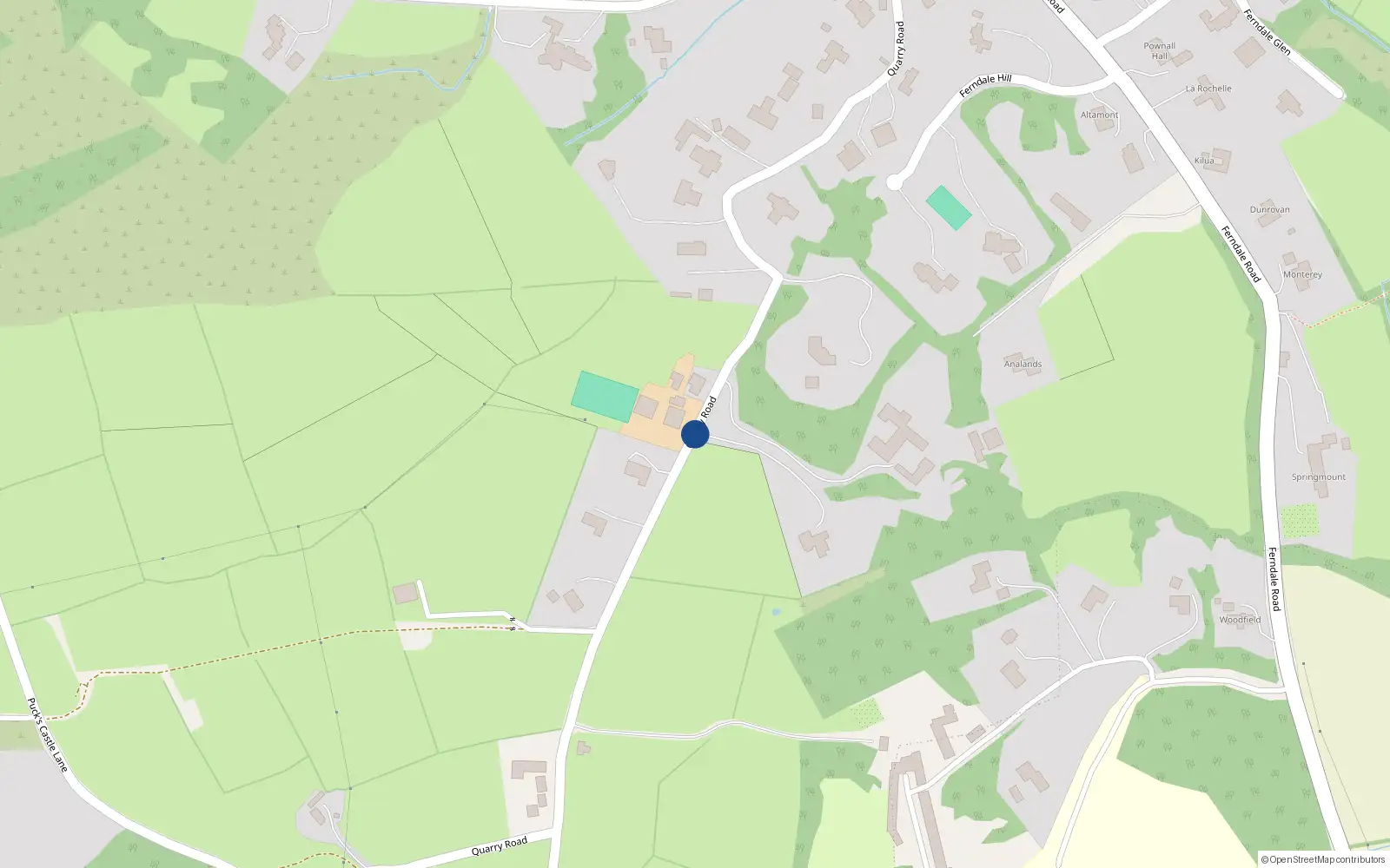 Overhead map showing the location of Quarry Road, Shankill