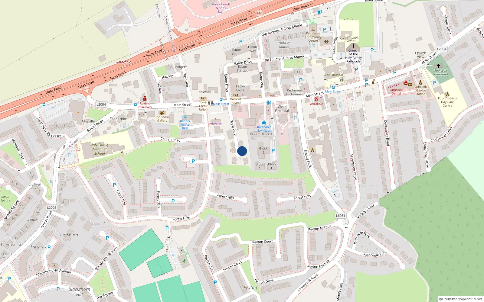 Overhead map showing the location of An Pháirc Thiar, Rathcoole