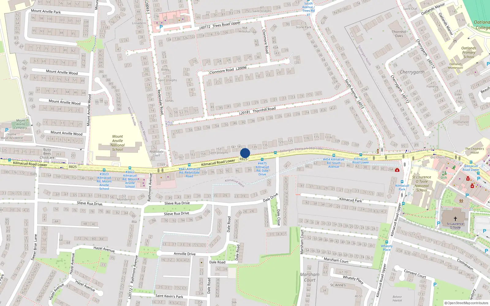Overhead map showing the location of Thomond 143, Lr Kilmacud Road, Stillorgan