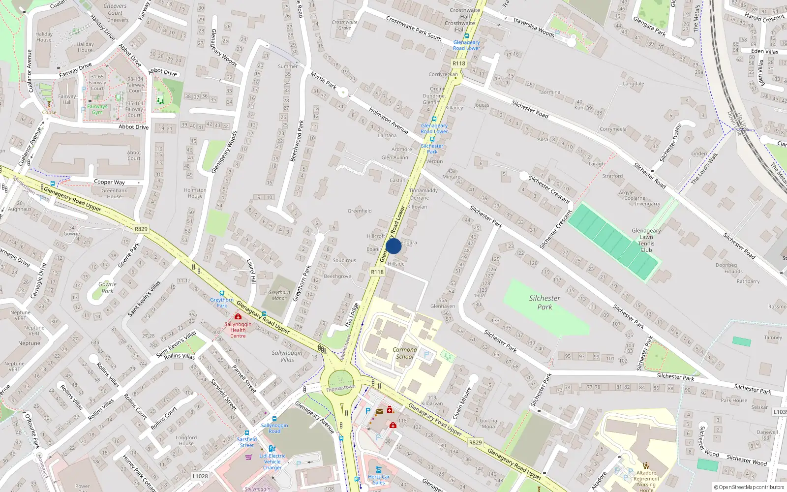Overhead map showing the location of Thormanby, 3 Queenspark, Monkstown