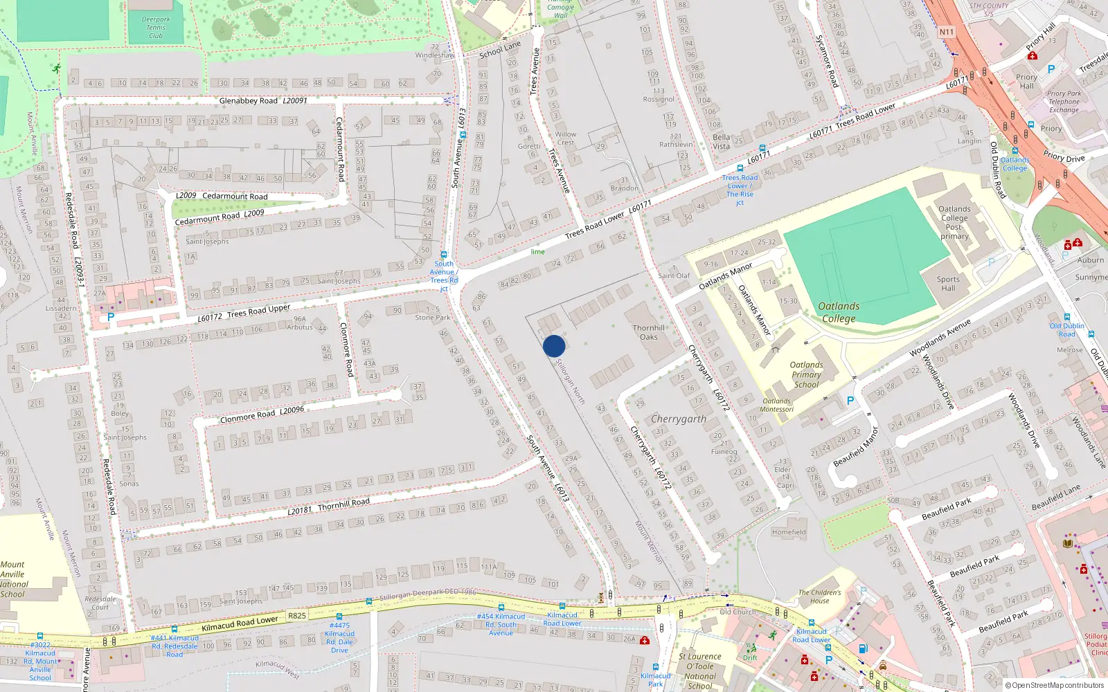 Overhead map showing the location of Stillorgan, Dublin, Co. Dublin