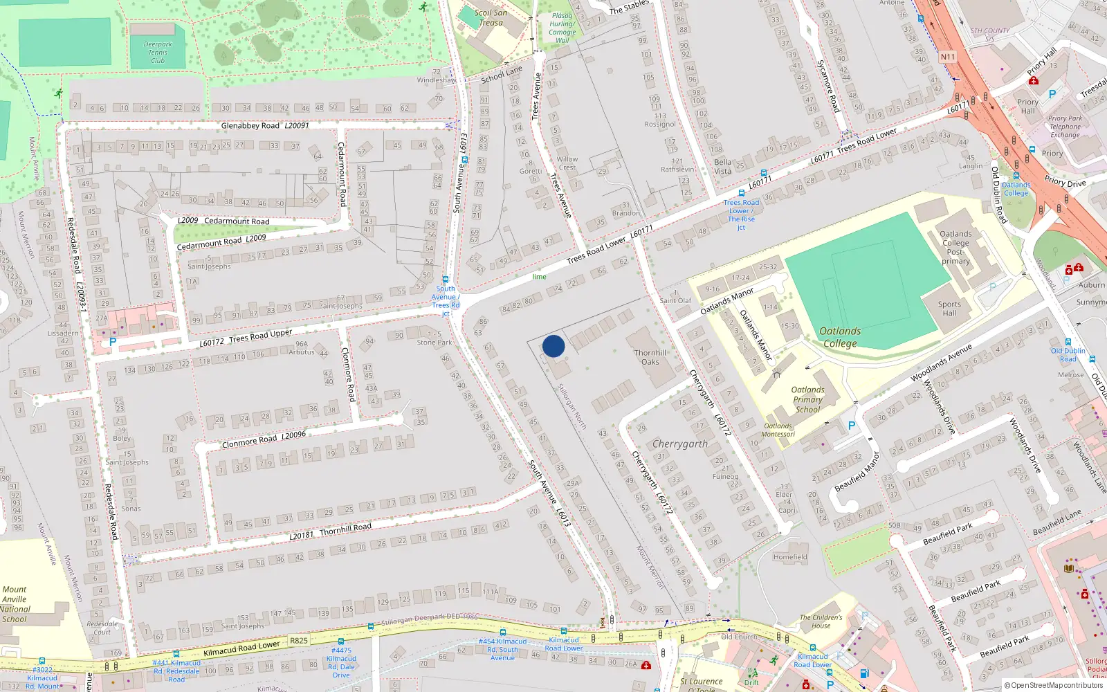 Overhead map showing the location of Cherrygarth, Blackrock