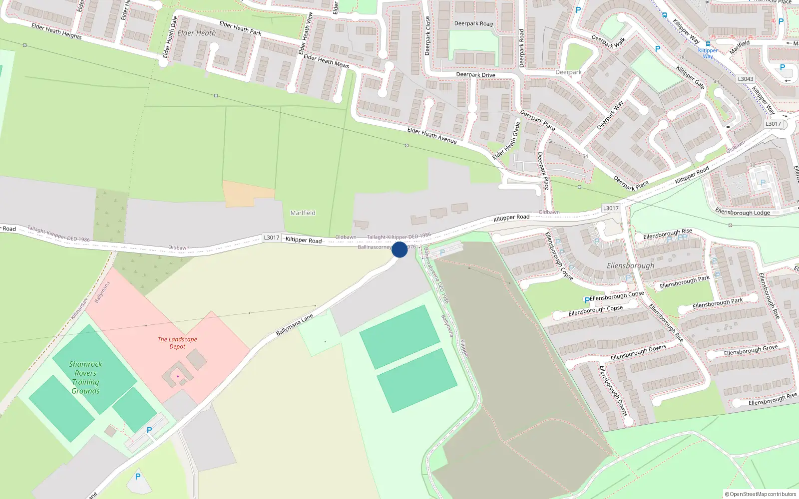 Overhead map showing the location of Tomay Cottage, Ballymanna Lane, Kiltipper