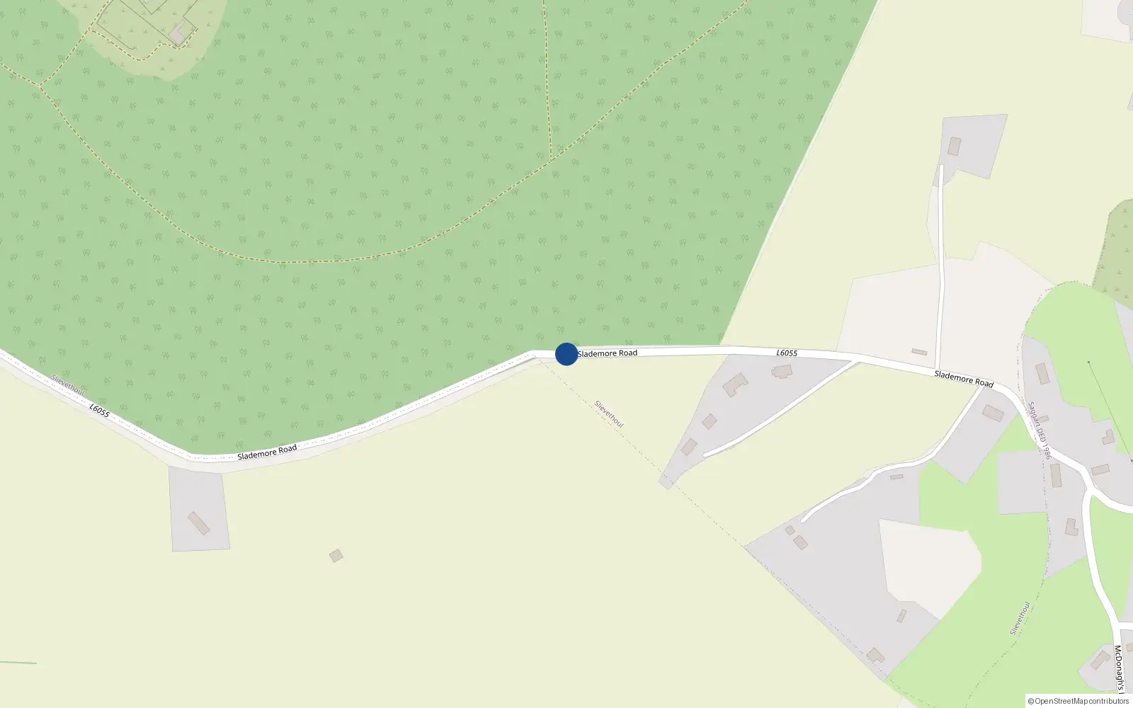 Overhead map showing the location of Slademore Road