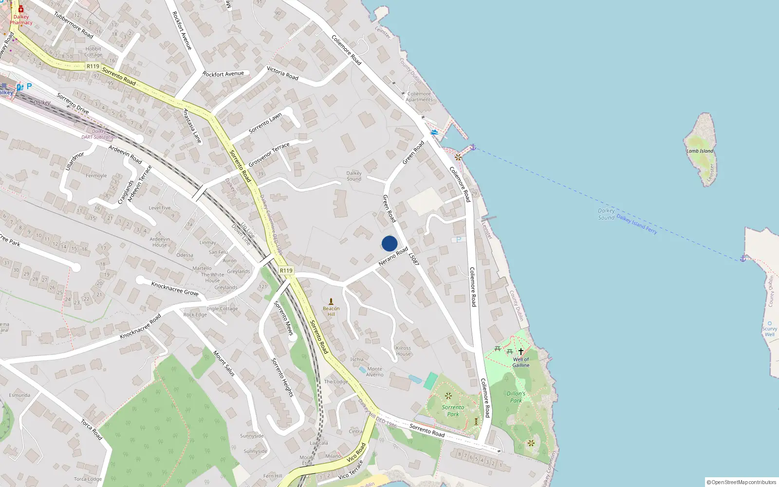 Overhead map showing the location of Dalkey Commons, Dublin, Co. Dublin