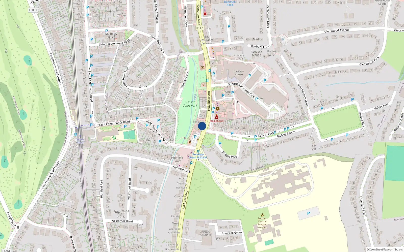 Overhead map showing the location of 29 Dundrum Road, Windy Arbour