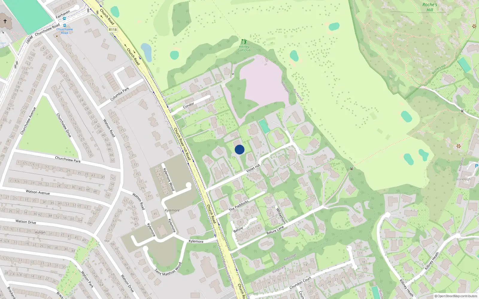 Overhead map showing the location of Kilbogget, Dublin, Co. Dublin