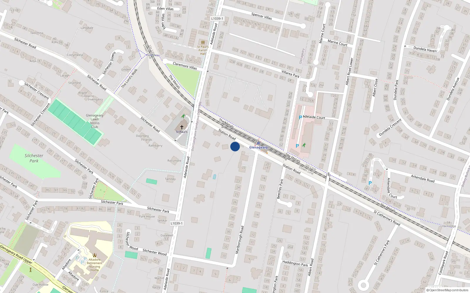 Overhead map showing the location of Glenageary, Dublin, Co. Dublin