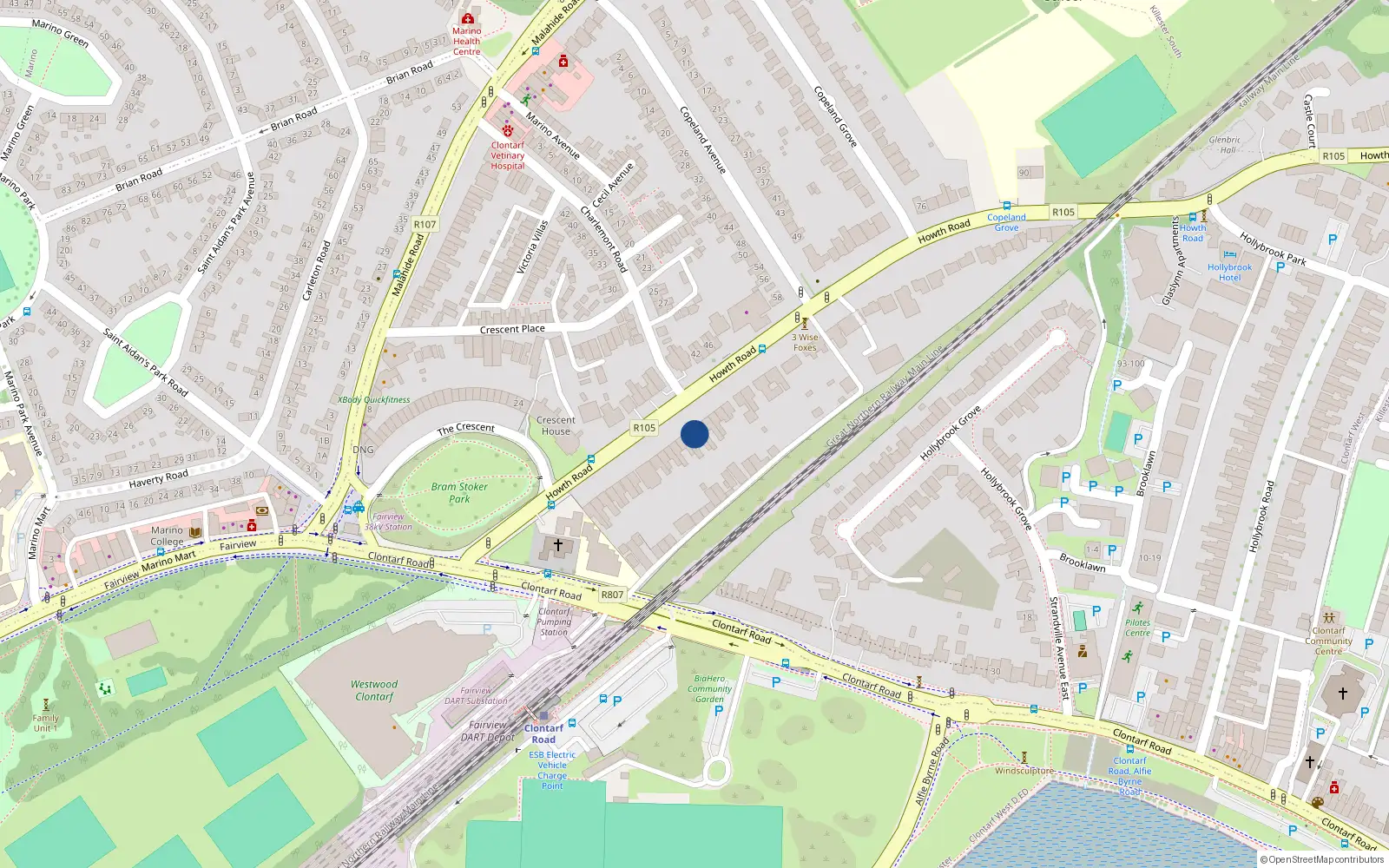 Overhead map showing the location of Unit 1, 31 Howth Road, Clontarf