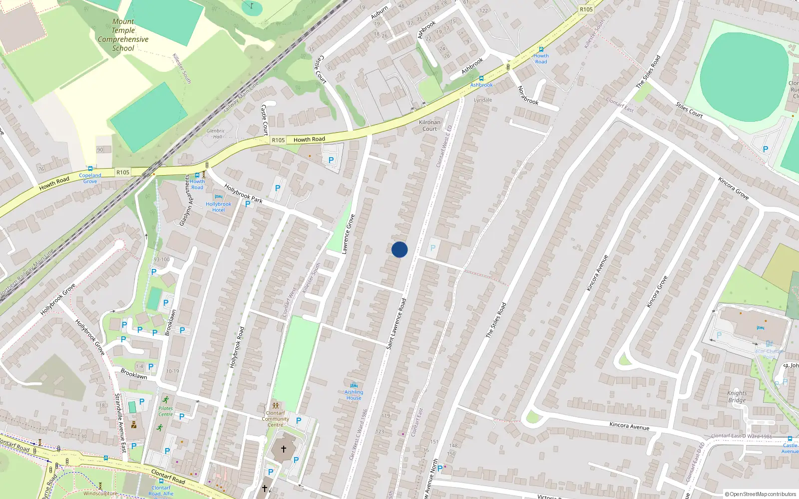 Overhead map showing the location of Unit 1, 46 St Lawrence Road, Clontarf