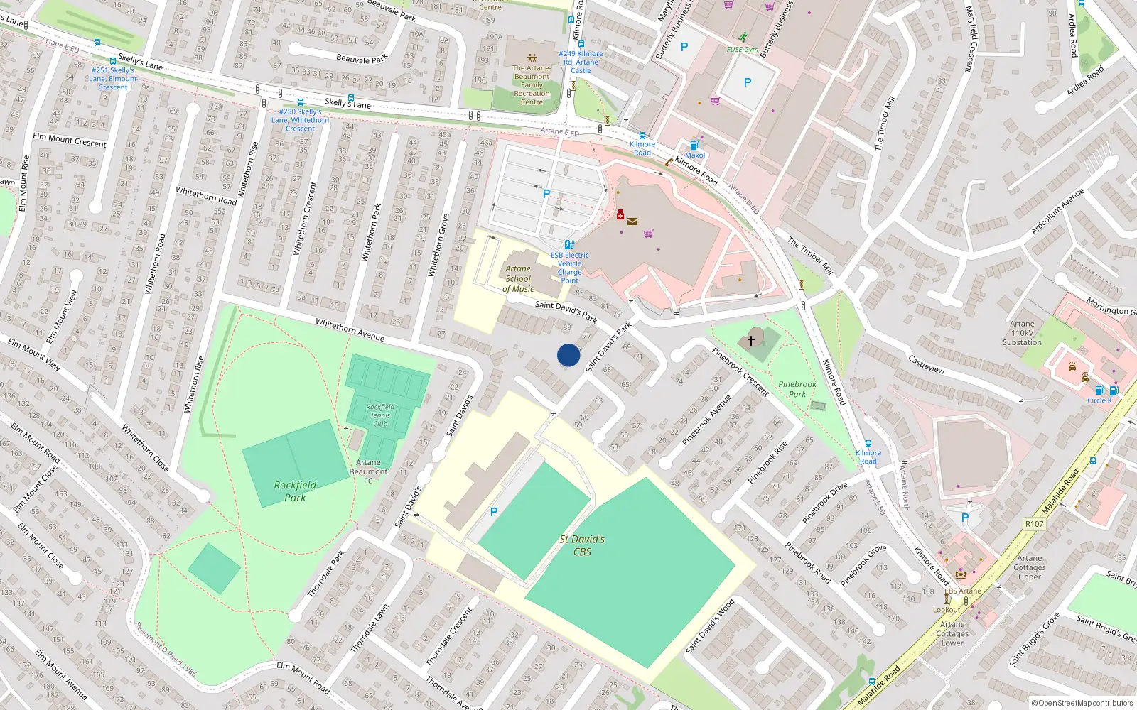 Overhead map showing the location of Unit 1, 1 Saint David's Court, Dublin 5