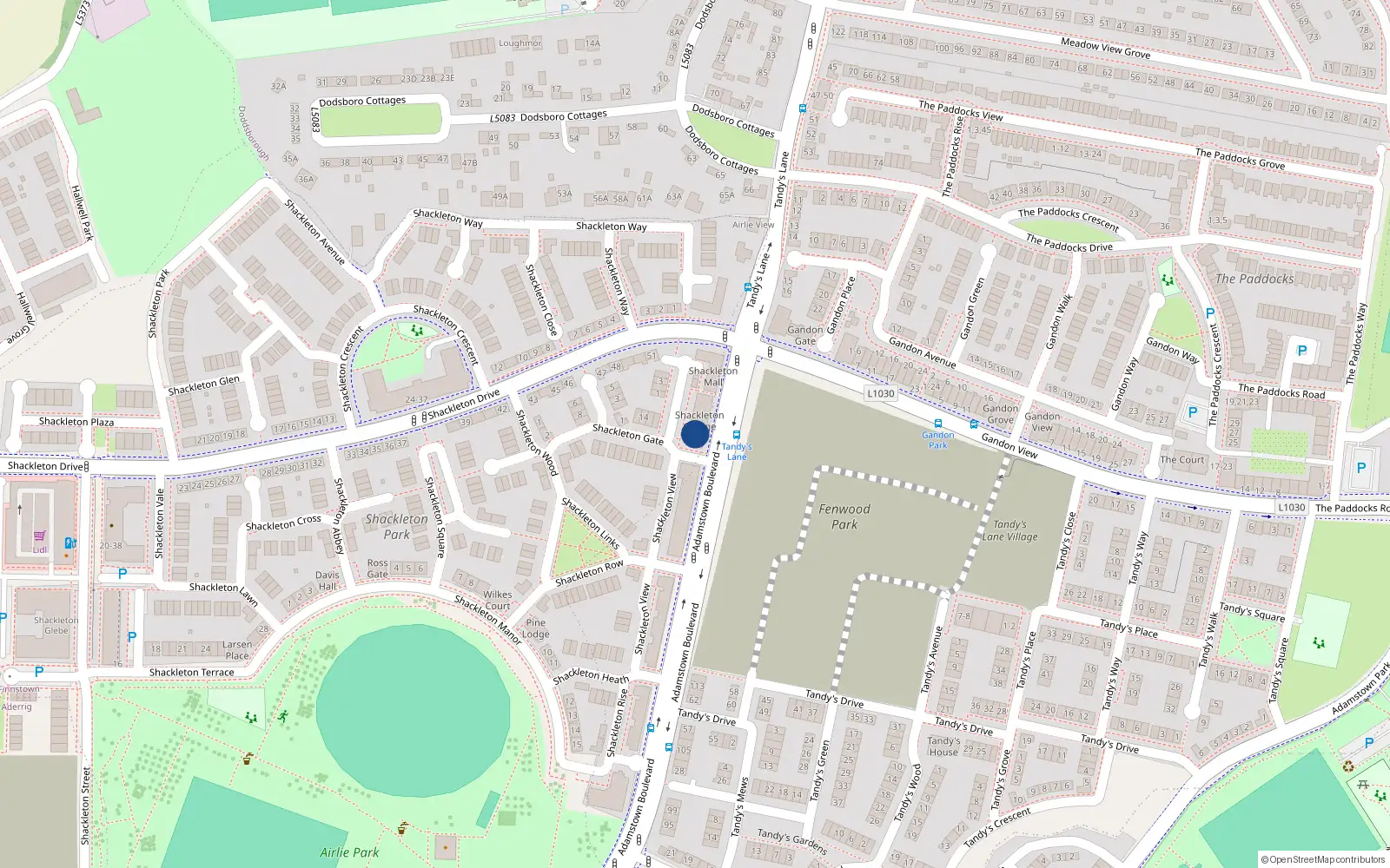 Overhead map showing the location of Unit 14, 14 Shackleton Grange, Lucan