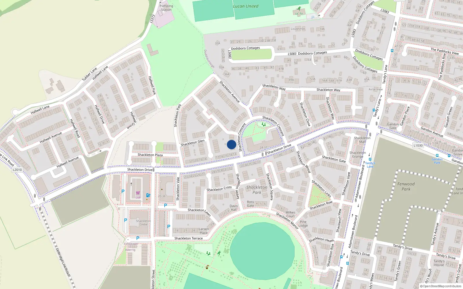 Overhead map showing the location of Unit 28 Shackleton Crescent, Lucan, 28 Shackleton Crescent, Lucan