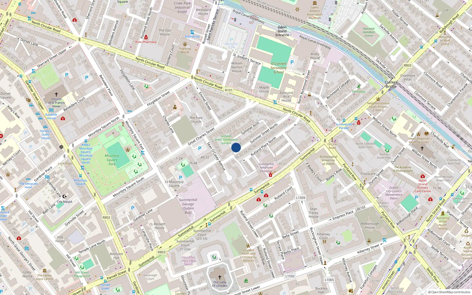 Overhead map showing the location of Unit 4, 2 Summer Street North, Dublin 1