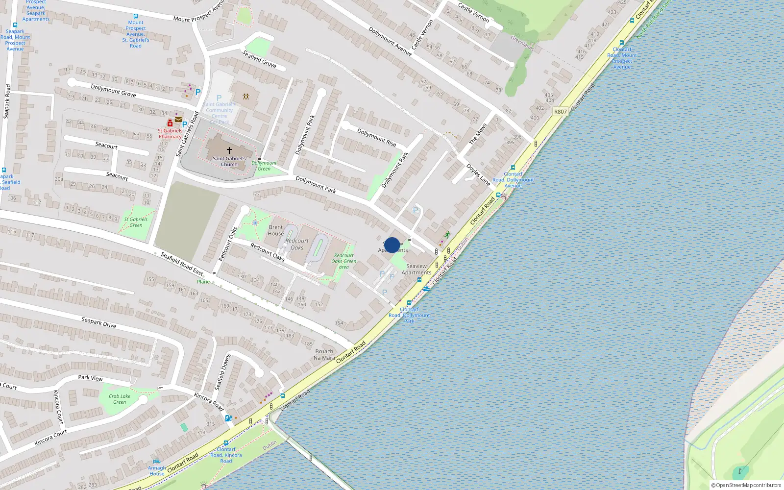 Overhead map showing the location of Unit 40 Seascape, 366 Clontarf Road, Dublin 3