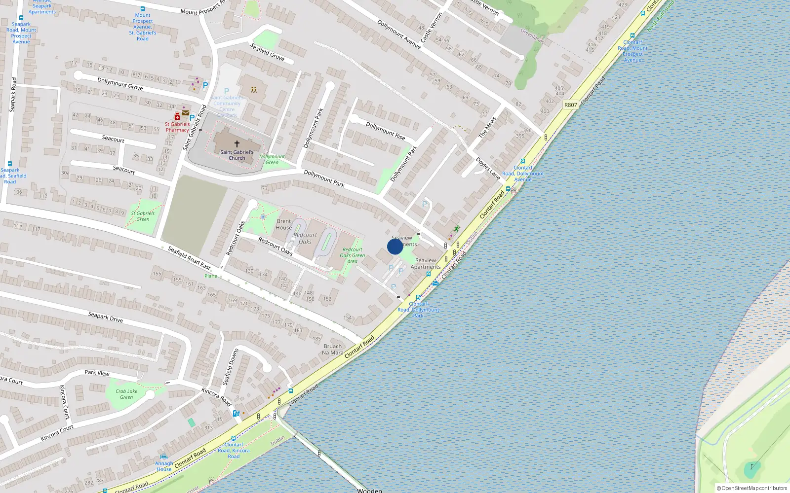 Overhead map showing the location of Unit 58, Seascape, 366 Clontarf Road